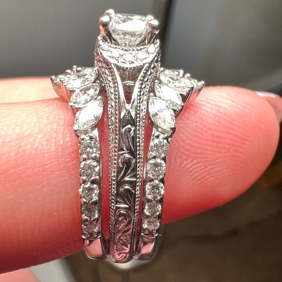 Neil Lane Vintage Style White Gold Diamond Ring with Enhancers, size 5.75 - Picture 6 of 8